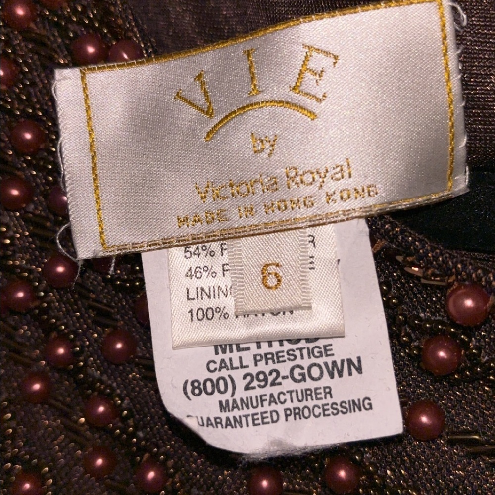 Vintage Vie Victoria Royal of Hong Kong 1960s Brown Dress Size 6 P2P 19" - Picture 6 of 7